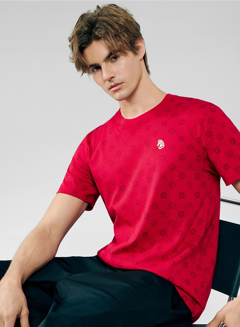 GIORDANO Men's Slim Cotton Crew Neck Printed Tee for CNY - Image 3